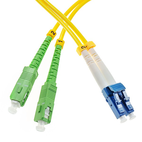 Fiber optic patch cord, SC/APC-LC/UPC, SM, 9/125 duplex, G652D fiber, L=1m