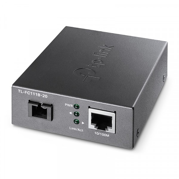 Media converter 10/100 Mbps RJ-45/SC, SM 1310nm, 20 km, WDM (TP-Link TL-FC111B-20) 