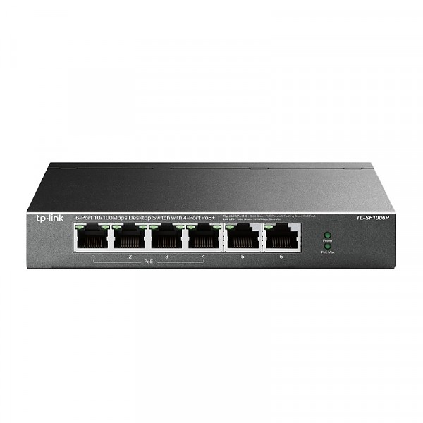 Unmanaged switch,  6x 10/100 RJ-45, PoE+, desktop (TP-Link TL-SF1006P) 