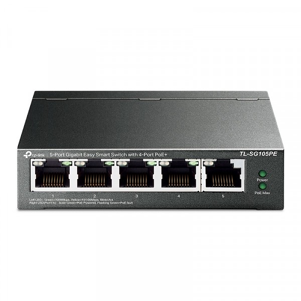 TP-Link TL-SG105PE, Smart switch, 5x 10/100/1000 RJ-45, PoE+, desktop