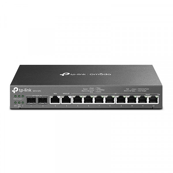 Gigabit VPN Router Omada 3-in-1, 10x 10/100/1000 RJ-45, 2 SFP slots, PoE+, desktop (TP-Link ER7212PC) 