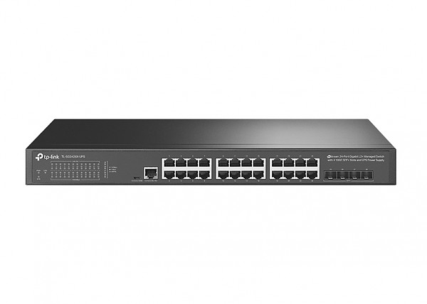 TP-Link TL-SG3428X-UPS, Managed switch, 24x 10/100/1000 RJ-45, 4 slide-in 10G SFP+ slot, 19"