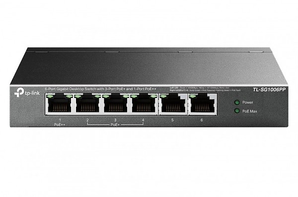 TP-Link TL-SG1006PP, Unmanaged switch, 6x 10/100/1000 RJ-45, PoE++