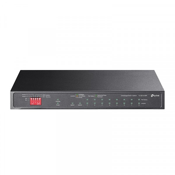 Unmanaged switch,  9x 10/100/1000 RJ-45, 1 SFP slots, PoE++, desktop (TP-Link TL-SG1210PP) 