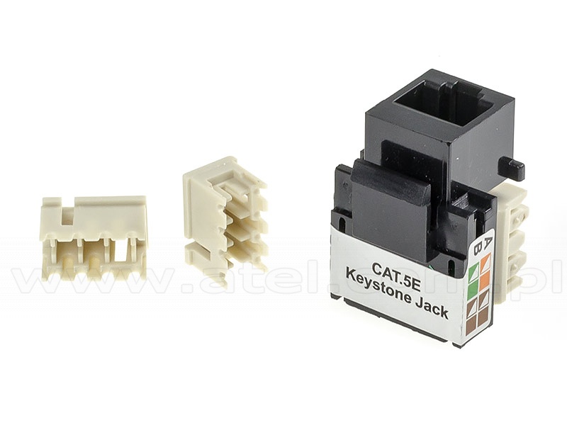 Keystone connector 8p8c, unshielded, cat. 5e, 90°, white